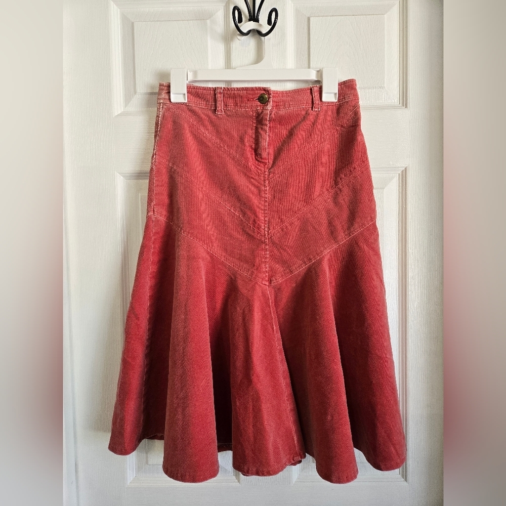 Anthropologie Sitwell Red A-Line Corduroy Skirt